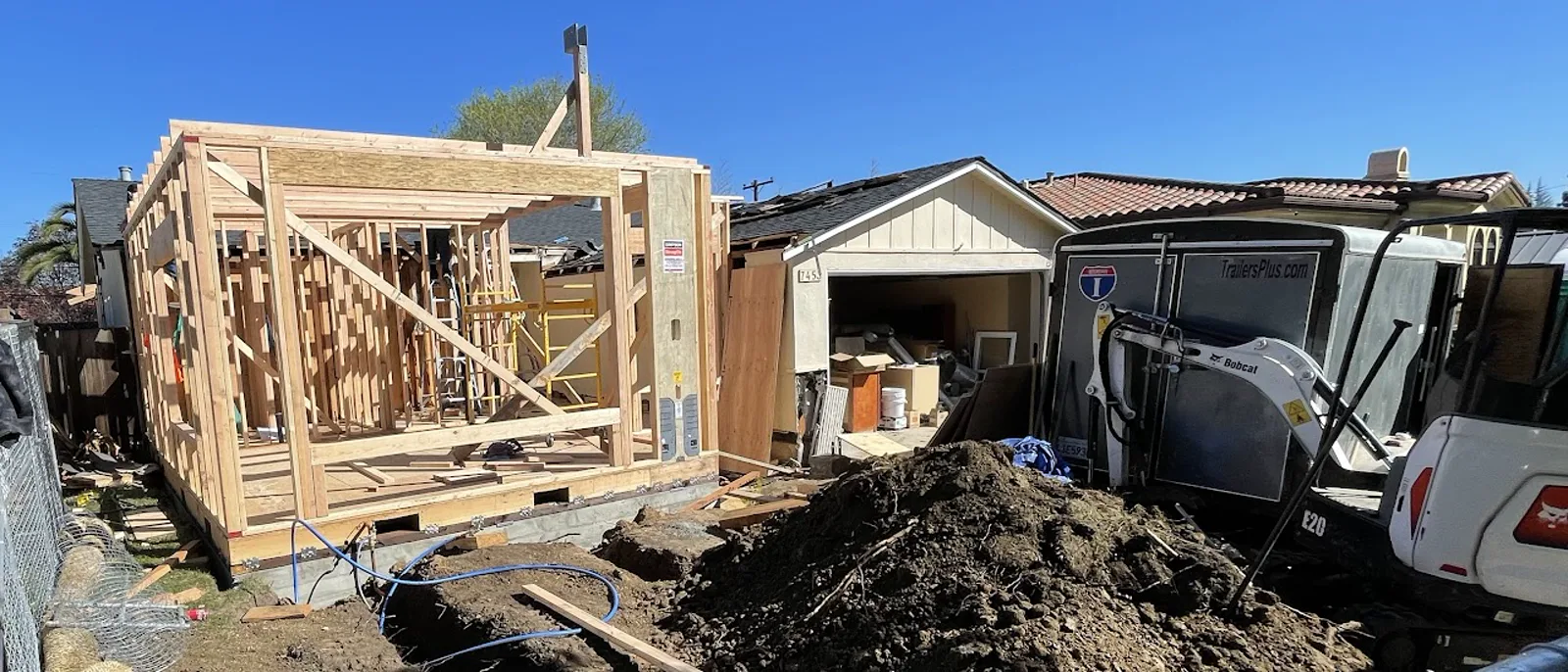 Residential addition framing in progress